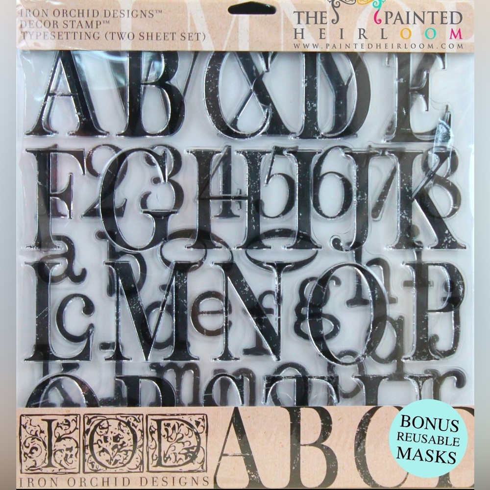 Iron Orchid Designs Typesetting Stamp New with Tags